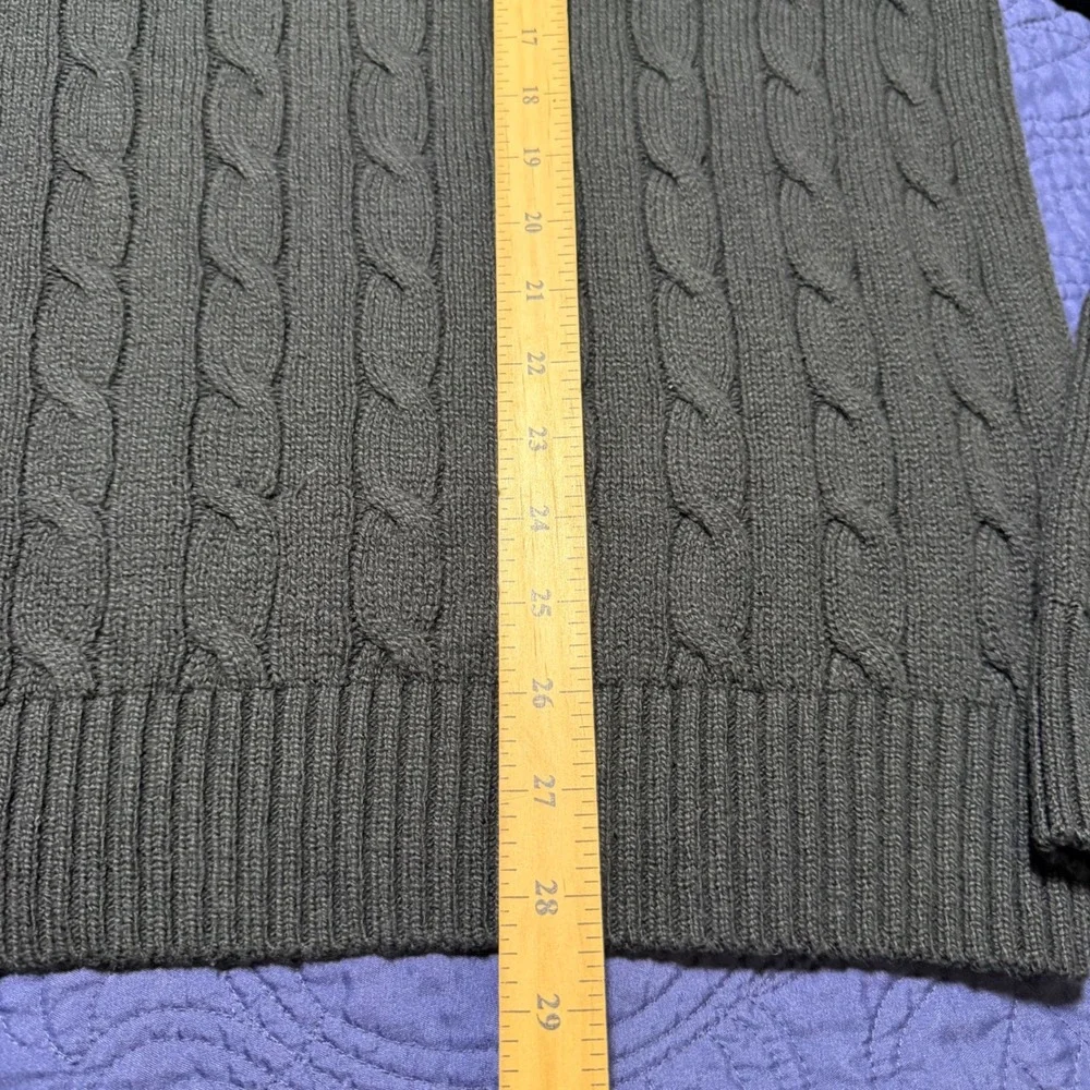 Polo Ralph Lauren Mens XXL Black Cable Knit Cotton Crewneck Sweater Pony Logo